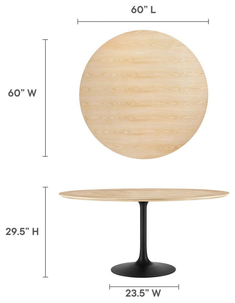 Lippa 60" Wood Dining Table, Black Natural