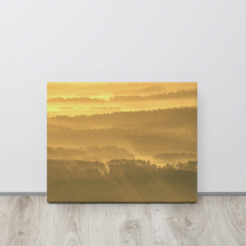 Golden Mist Valley - Hills & Mountain Range Landscape Canvas Prints, 16" X 20"