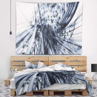 Fractal Black N White Connected Stripes Wall Tapestry, 92"x78"