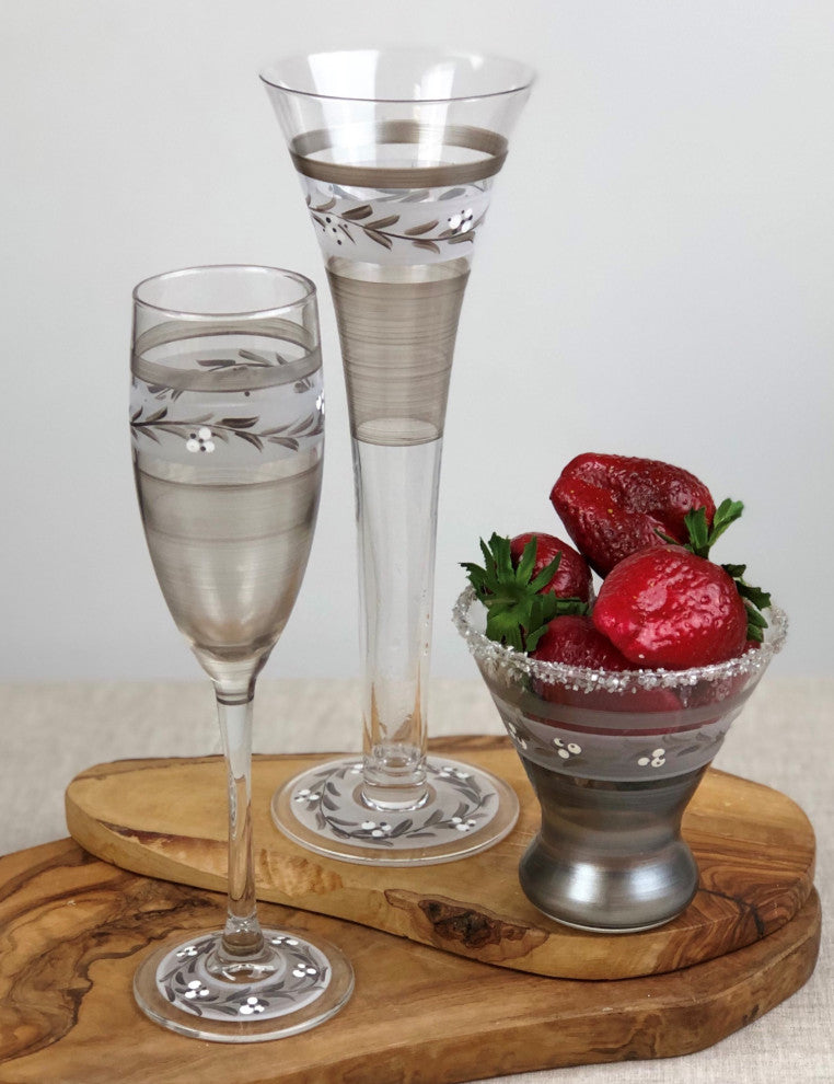 Pewter Vine Champagne Glasses, Set of 2