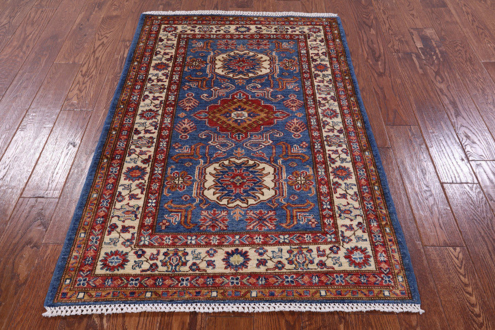 3' 4" X 5' 0" Handmade Super Kazak Wool Rug - Q12947