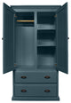 Modern Solid Wood Wardrobe, Smokey Blue