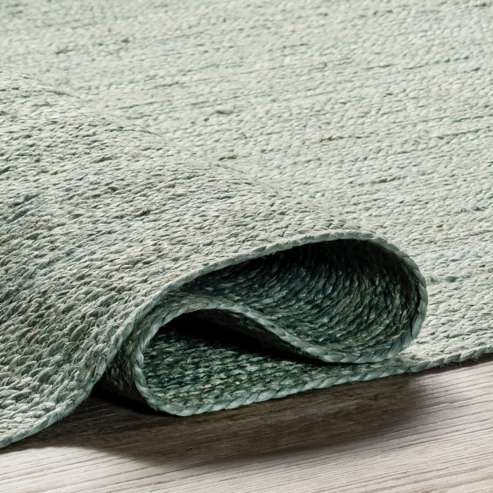 Nuloom Rigo Hand Woven Farmhouse Jute Rug, Green 8' x 10'