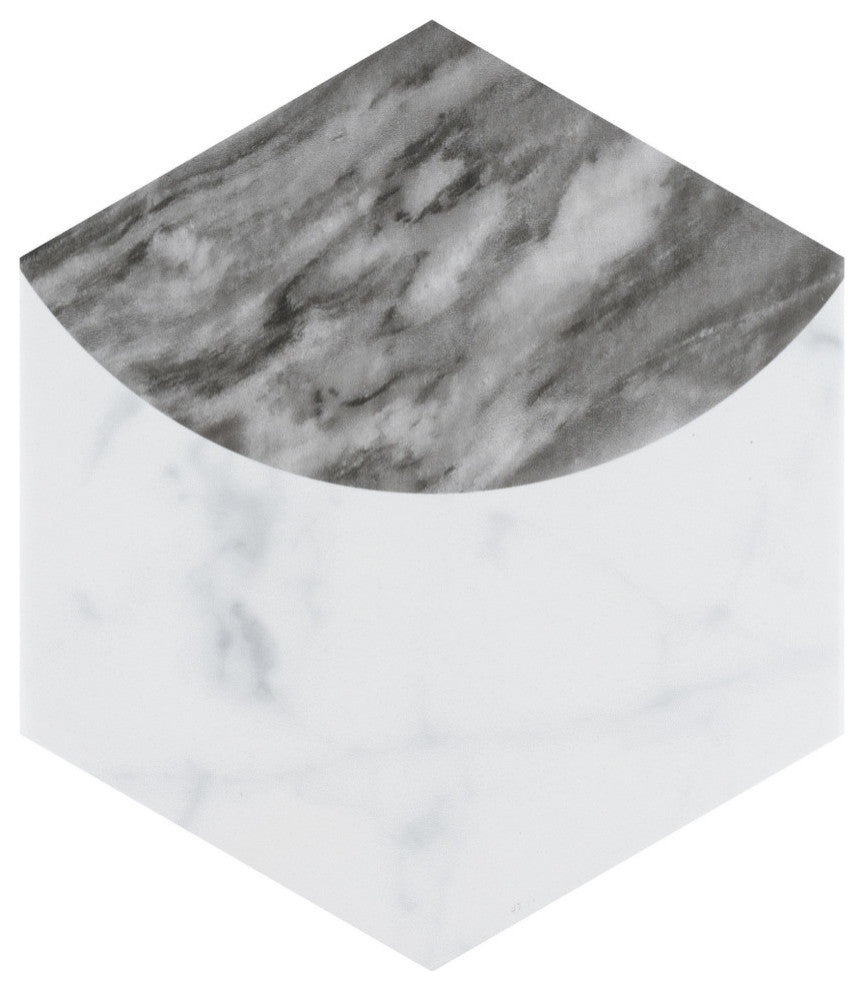 Classico Bardiglio Hex Porcelain Floor and Wall Tile Sample, White