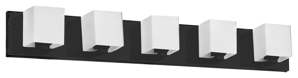 5 Light Contemporary Halogen Vanity, Matte Black