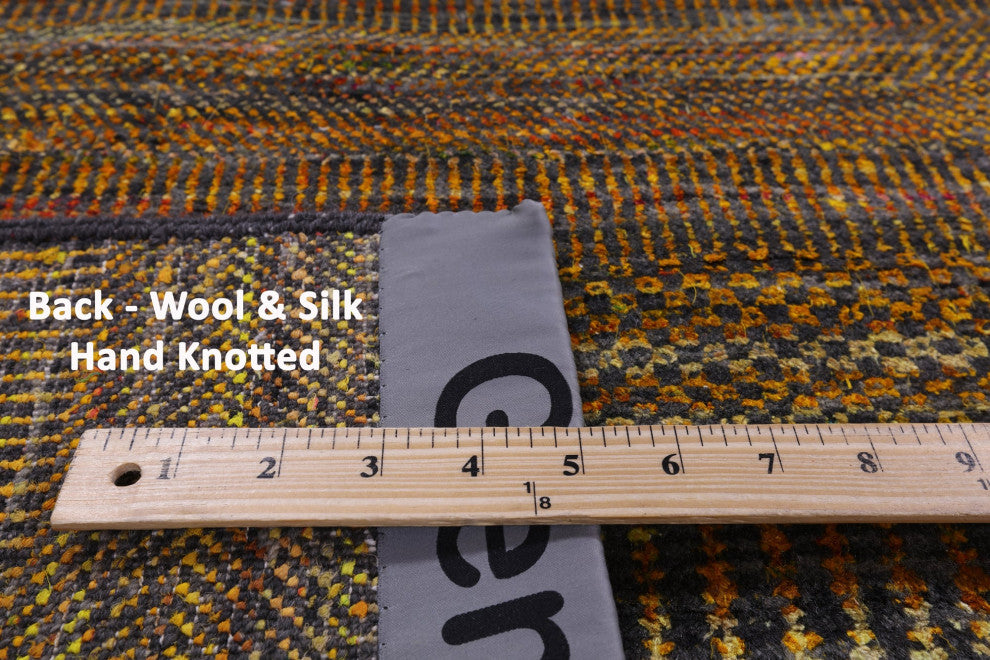 9' Square Super Savannah Gabbeh Hand-Knotted Wool & Silk Rug - Q13068