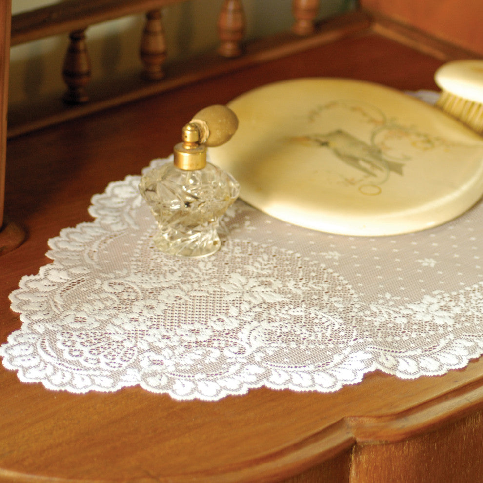Floret 14"x28" Doily, Set of 4, White