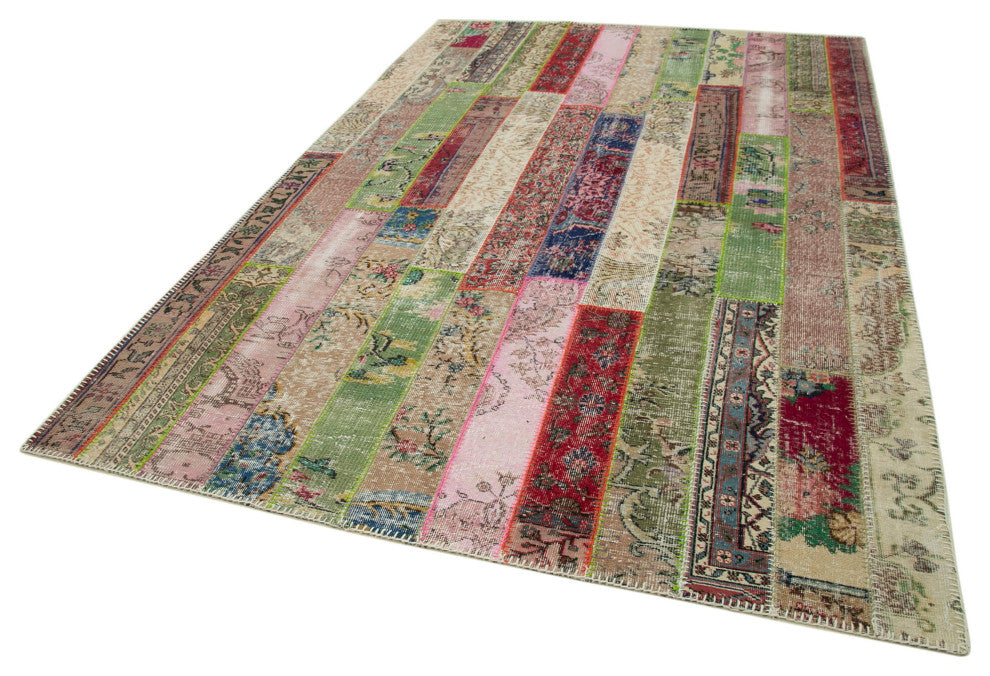 Rug N Carpet - Handwoven Oriental 6' 7" x 10' 0" Vintage Patchwork Area Rug
