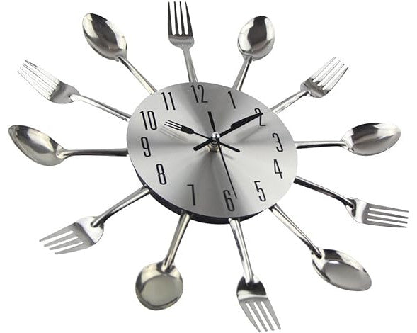 Kitchen Wall Clock, 3D Removable Modern Creative Cutlery