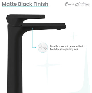 Monaco Single Hole Single-Handle High Arc Bathroom Faucet, Matte Black