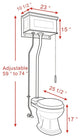 High Tank Toilets White Raised Panel Cherry Finish Round Z-Pipe, Cherry, Brass, White
