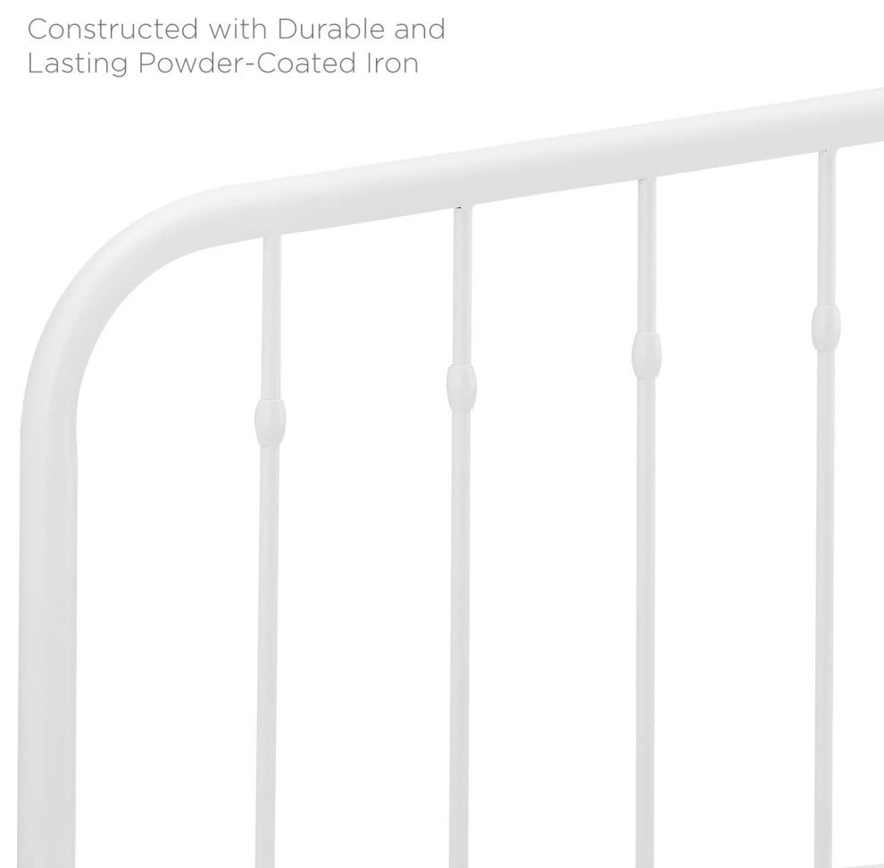 Headboard, King Size, Metal, White, Modern Farmhouse, Bedroom Master Suite