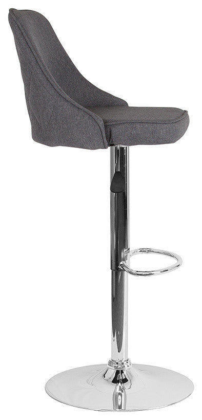 Trieste Contemporary Adjustable Height Barstool, Dark Gray Fabric