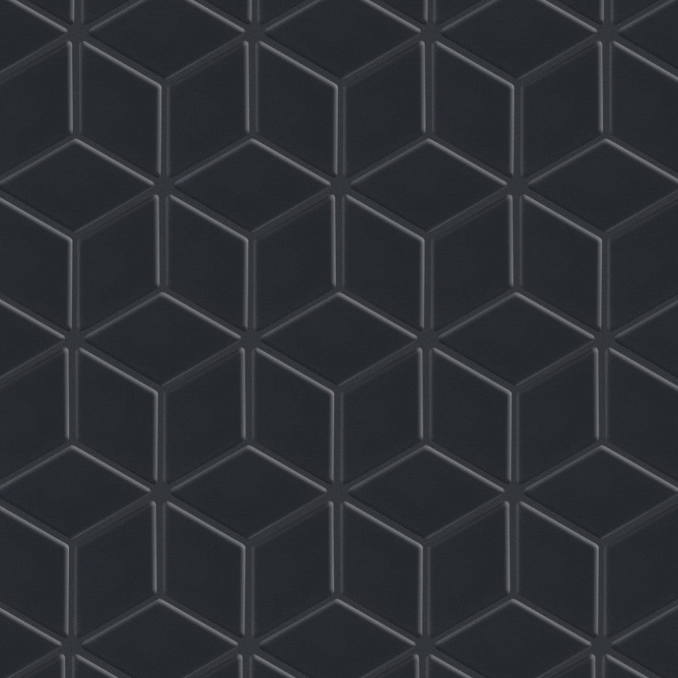 Hudson Rhombus Matte Black Porcelain Floor and Wall Tile