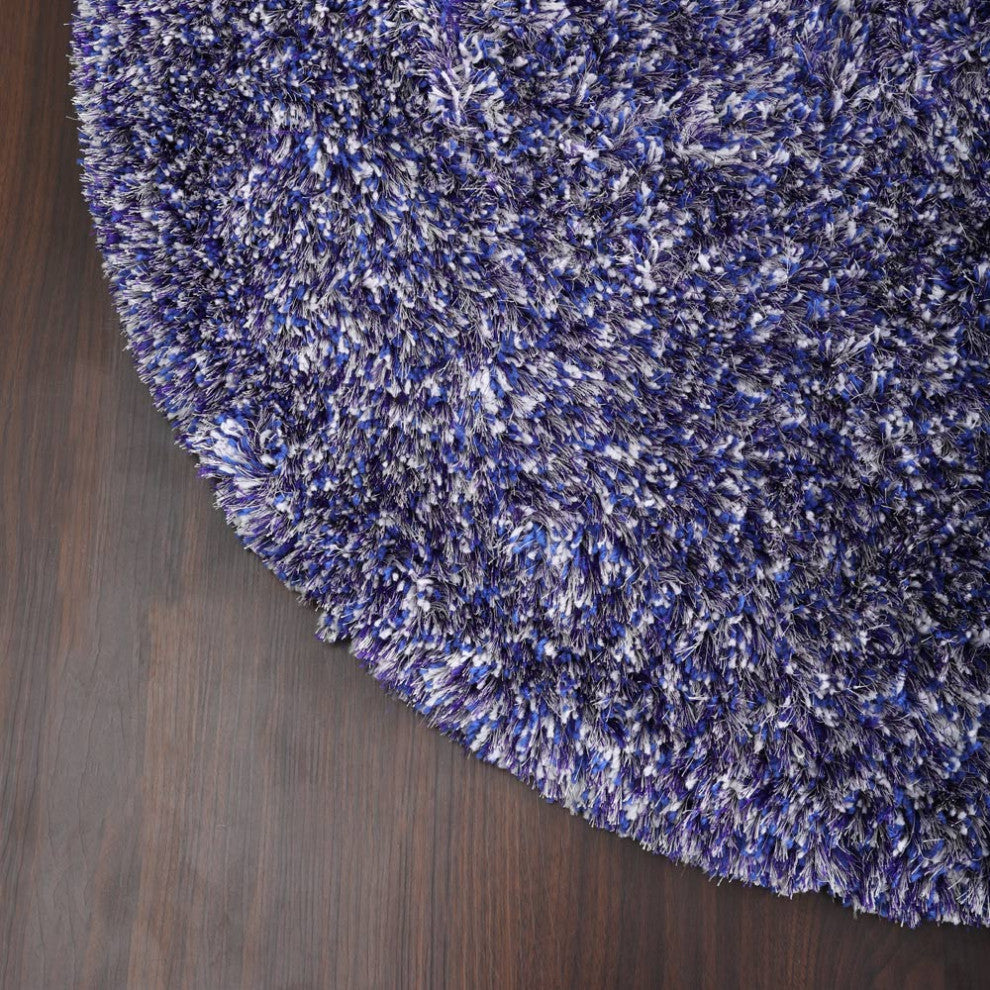 HAND TUFTED SHAG POLYESTER ECO-FRIENDLY AREA RUGS, Blue&White Color, Solid