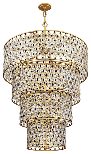 Windsor 21-Lt 4-Tier Crystal Chandelier - French Gold/Matte Black