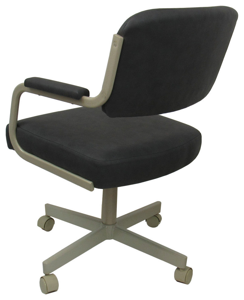 Swivel Tilt Kitchen Caster Chair with Wheels - M-110, Grey Vinyl - Beige