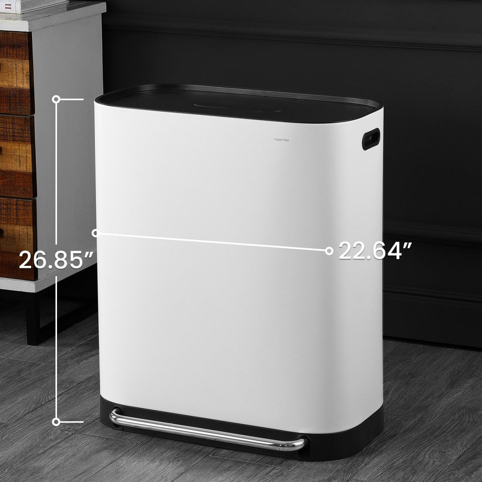 Kitchen 16-Gallon Double-Bucket Step Trash Can With Odor Filter and Lid Support
