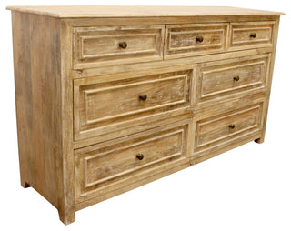 Jenna 7-Drawer Solid Wood Dresser, Natural Finish