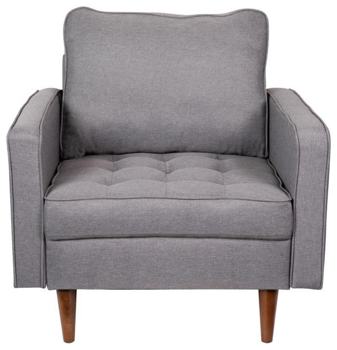 Hudson Commercial Grade Armchair WithTufted Faux Linen Upholstery, Slate Gray
