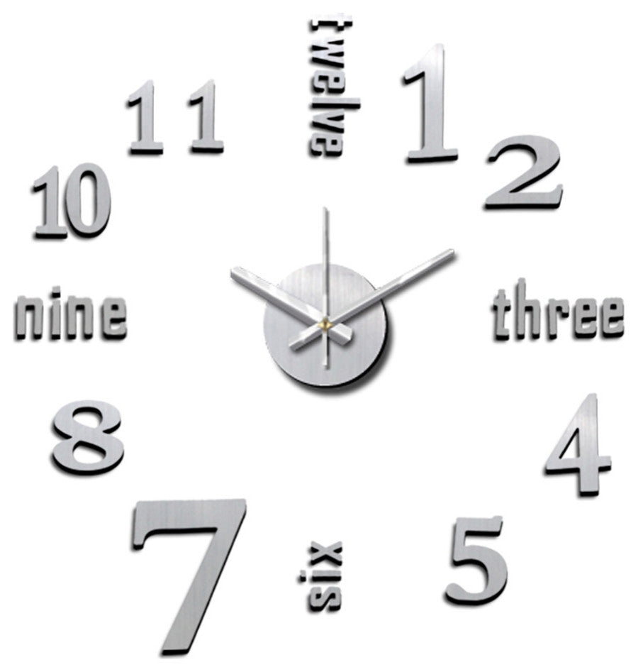 Modern Home Self Adhesive DIY 3D Wall Clock - Linus Metal