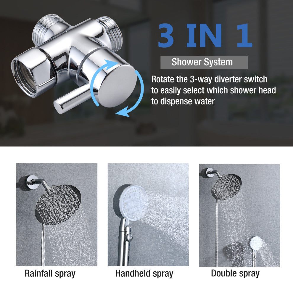 Hand shower set, high pressure round 8'' rain shower, Chrome
