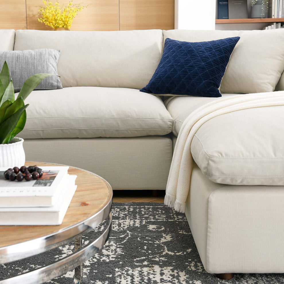 Modular Sectional Deep Sofa Set, Beige, Fabric, Modern, Lounge Cafe Hospitality