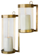 Glass and Antique Brass Finished Wall Mounted Hurricane, Small