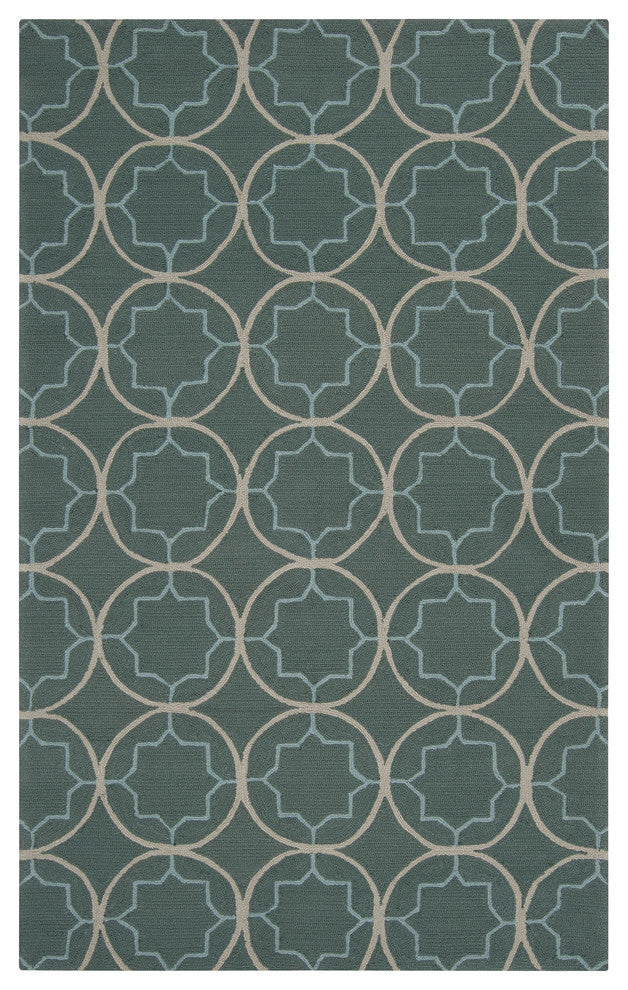 Surya Rain RAI-1093 9'x12' Rug, Teal/Sage/Taupe