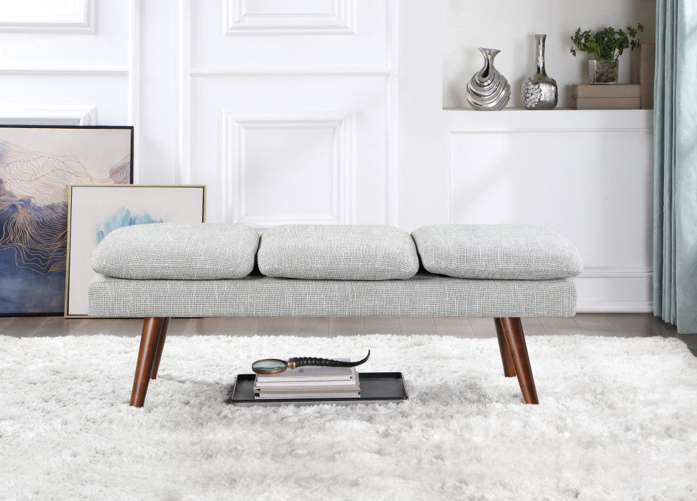 Amanda 54" Mid-Century Bench, Gray