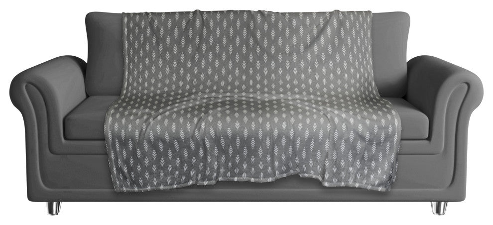 Indigo Leaf Gray 50x60 Throw Blanket