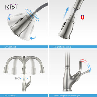Summit Single Handle Pull Down Kitchen Faucet, Brushed Nickel, W/O Soap Dispense