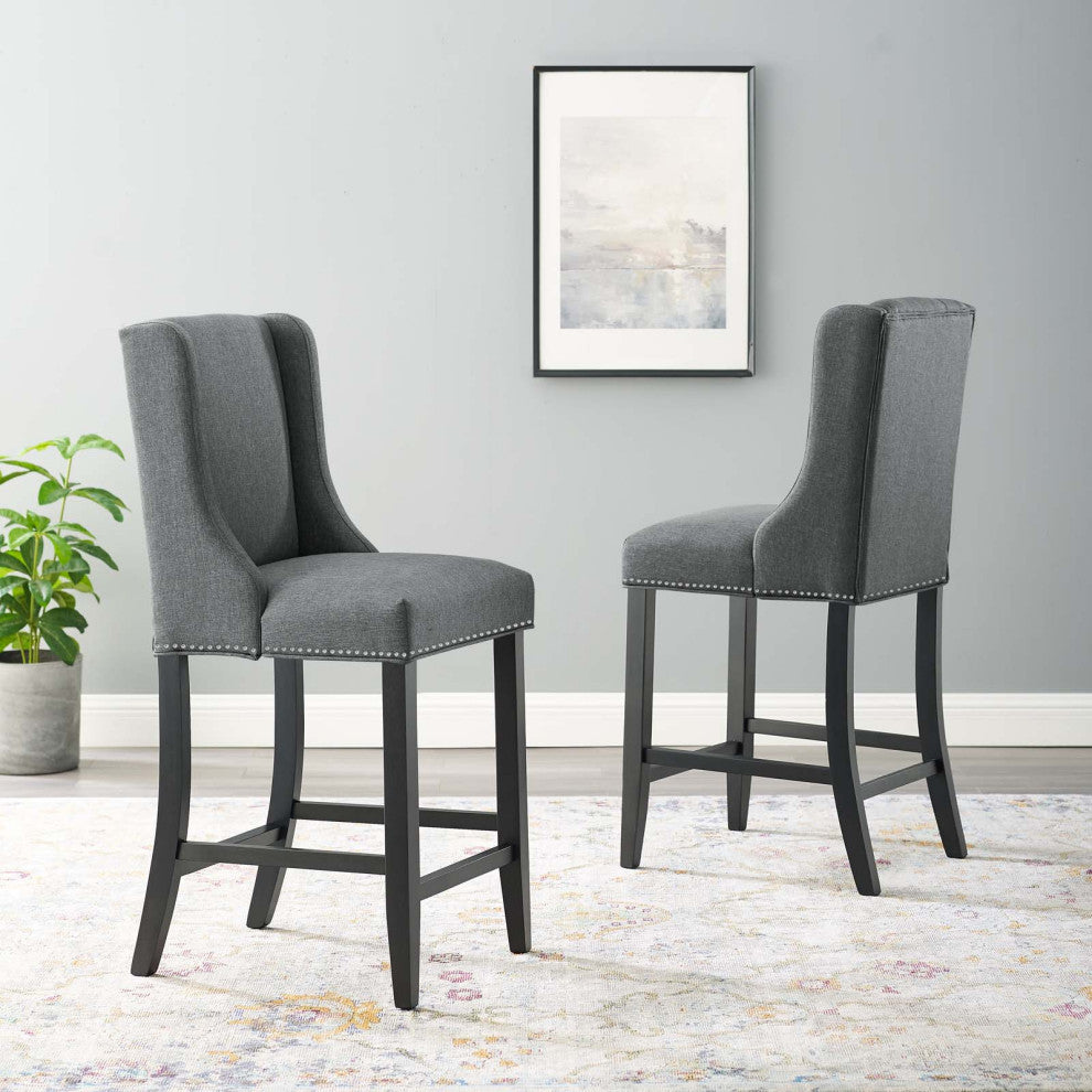 Baron Counter Stool Upholstered Fabric Set of 2 - Gray