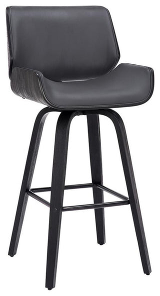 Armen Living Tyler 26" Faux Leather & Wood Swivel Counter Stool in Gray/Black