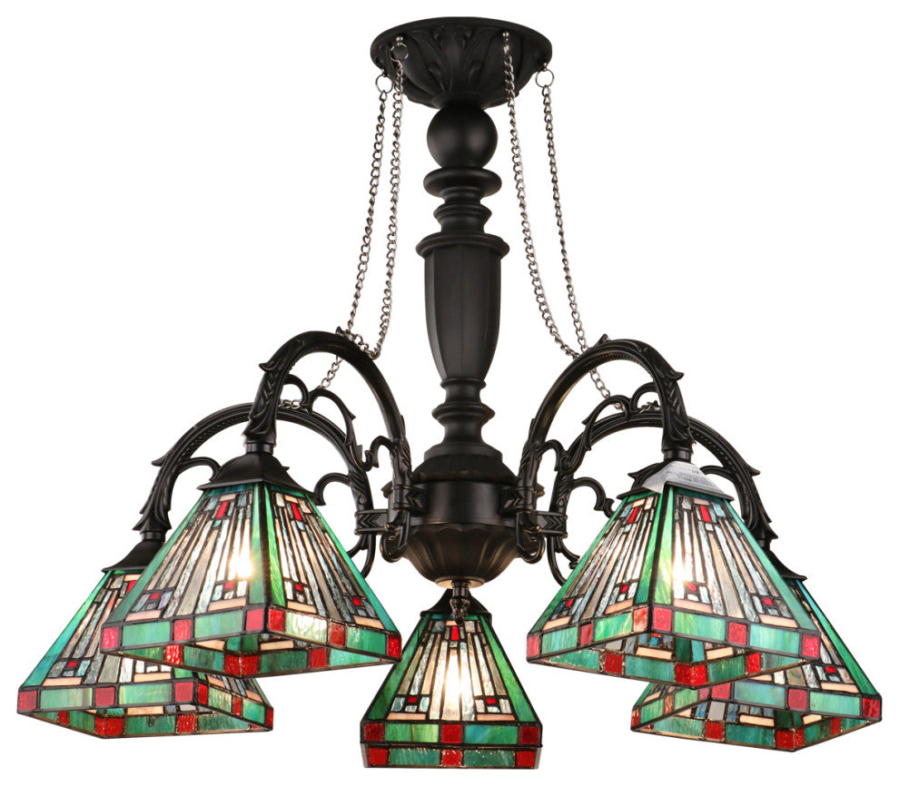 Innes Tiffany 5-Light Mission Large Chandelier 27" Wide