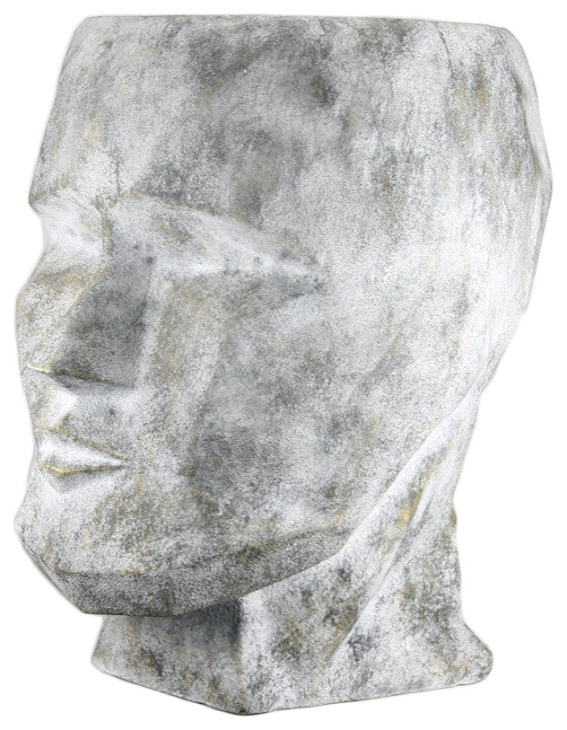 Cubism Poly Resin Vase, Stone, Large