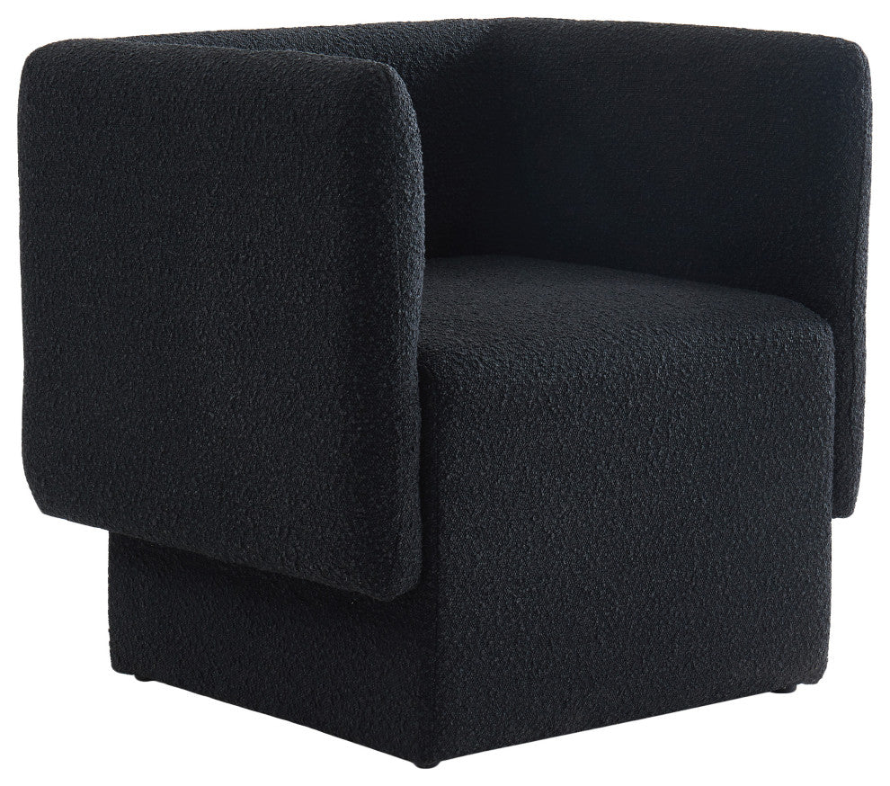Vera Boucle Fabric Upholstered Accent Chair, Black