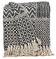 Beige and Black Multi Pattern Woven Handloom Throw Blanket