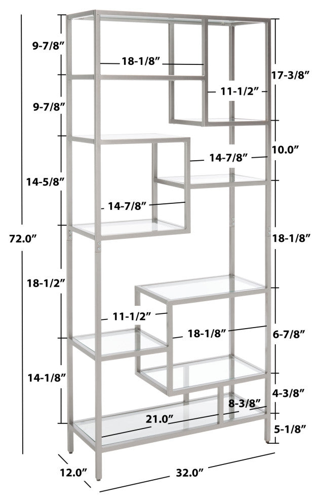 Safavieh Ramie 9 Shelf Etagere, Silver/Clear