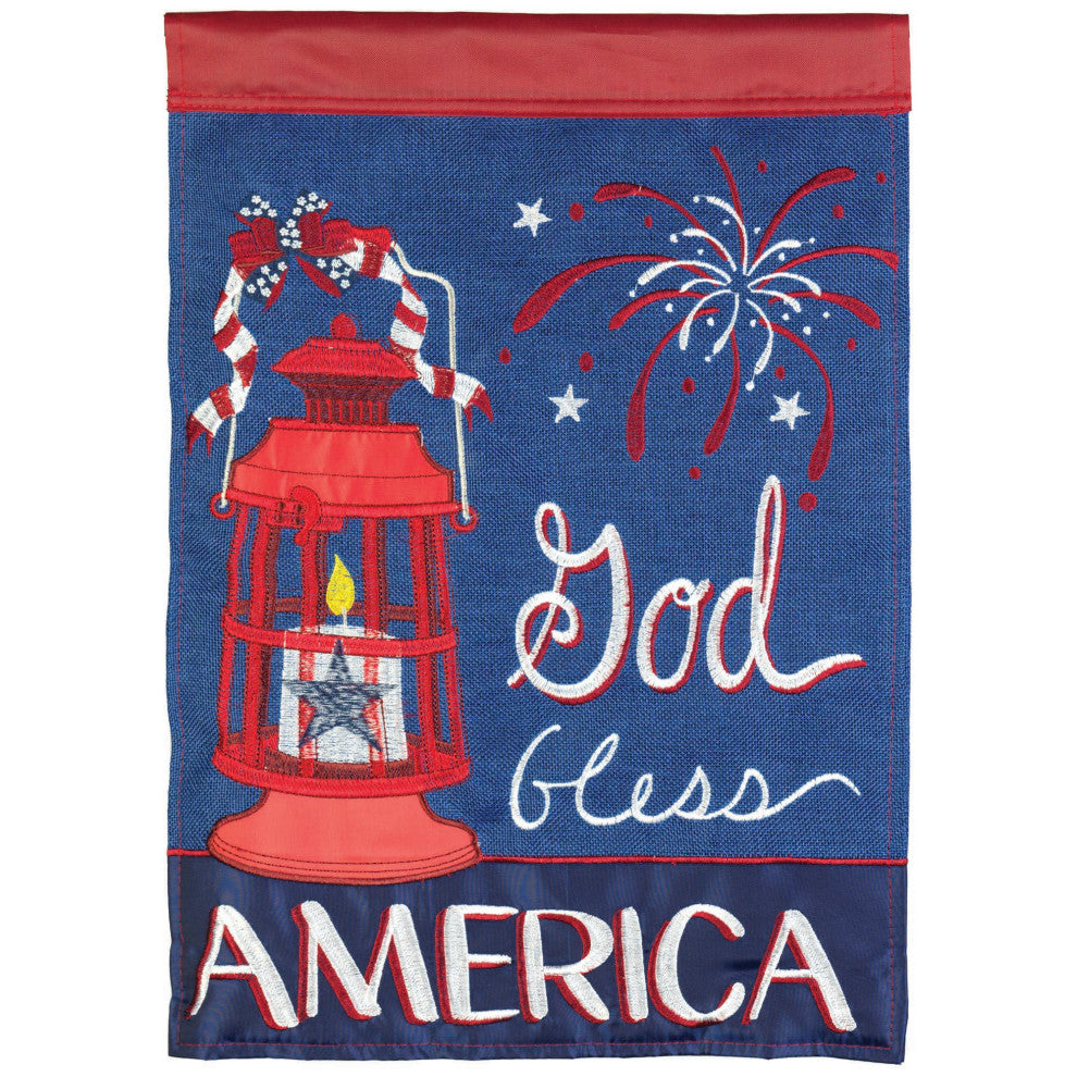 Flag God Bless America Lantern 29x42