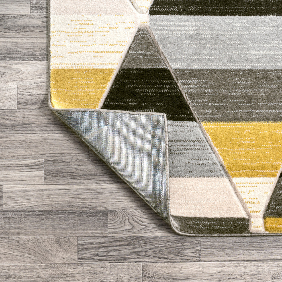 Kehoe Retro Diamonds Geometric Yellow/Gray/Cream 4 ft. x 6 ft. Area Rug