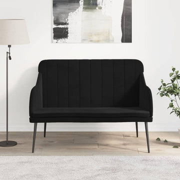 vidaXL Loveseat Accent Upholstered Loveseat Bench with Armrests Black Velvet