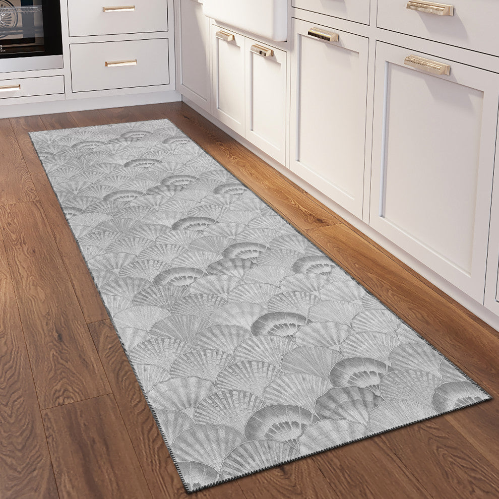 Indoor/Outdoor Seabreeze SZ2 Silver Machine Washable 2'3" x 7'6" Runner Rug