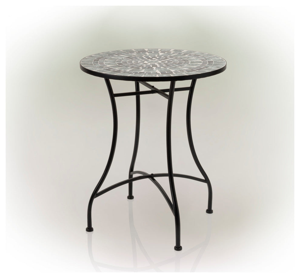 Marbled Glass Mosaic 3-Piece Bistro Set Folding Table and Chairs Patio Seating
