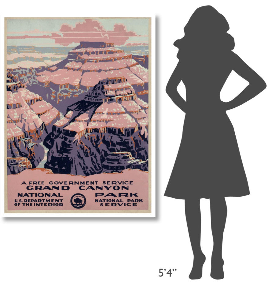 "Grand Canyon National Park, Free Government Service, 1938" Paper Art, 38"x50"