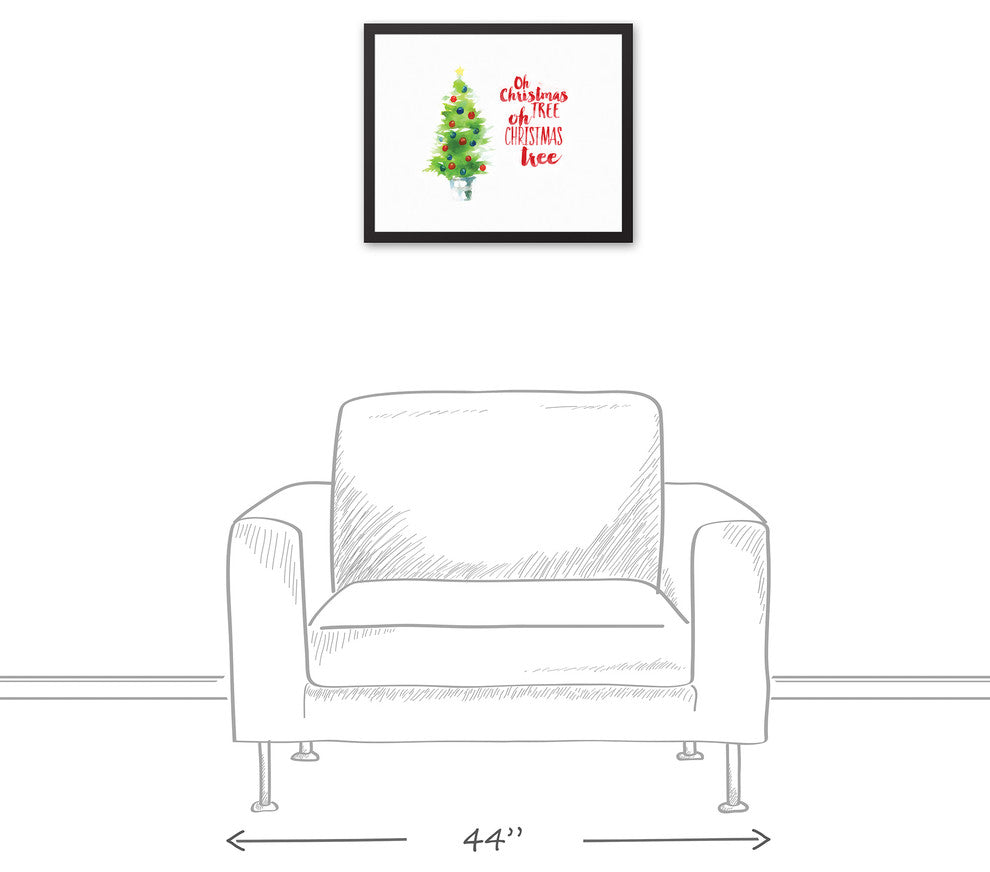Oh Watercolor Christmas Tree 16x20 Black Framed Canvas