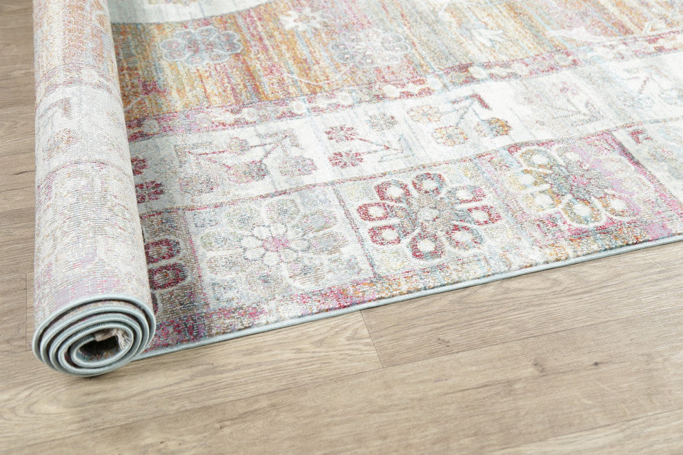 Vintage-Style Medallion Distressed Border Area Rug, 8 X 10 Ft.