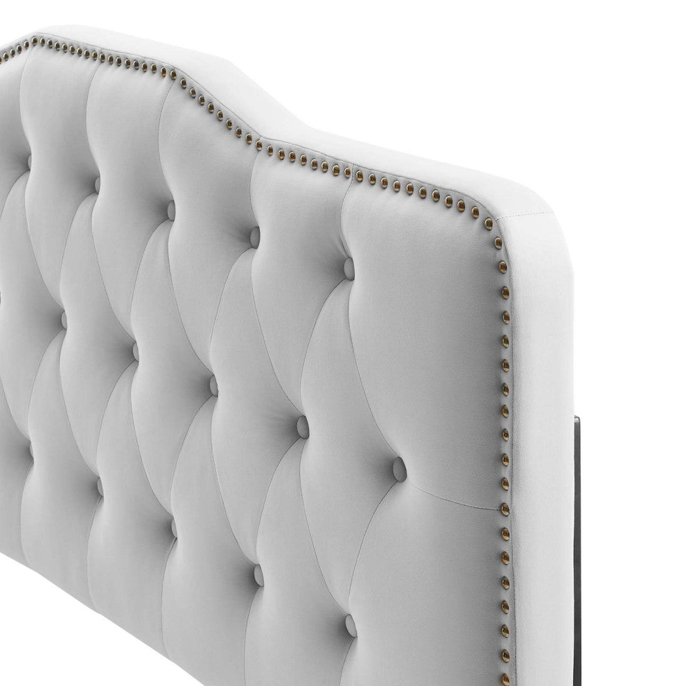 Tufted Headboard, Full Queen Size, Velvet, Light Gray, Modern Contemporary