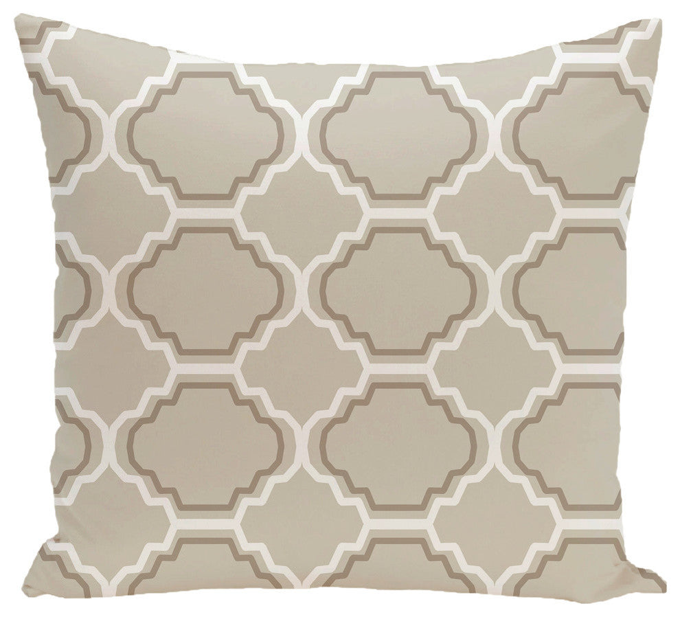 Road To Morocco Geometric Print Pillow, Latte, 20"x20"