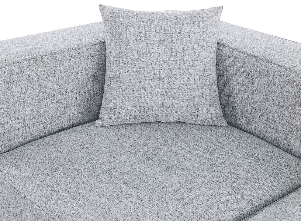 Cube Upholstered Modular Sectional, Gray, 5-Piece: 2 Armless Chair, 3 Corner Chair, Linen Texured Fabric